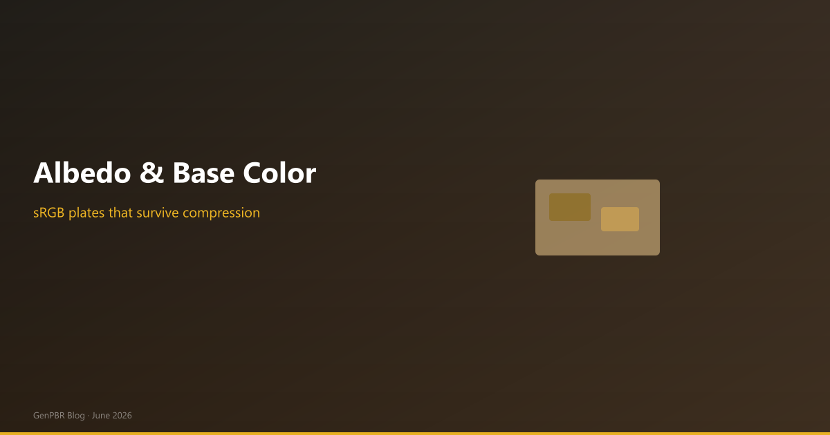 Albedo and base color map generator: sRGB plates that survive JPEG and engine import