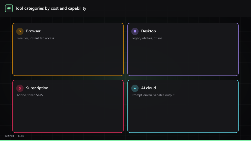 Comparison matrix of PBR generator categories